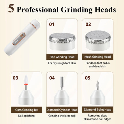 Electric Foot File And Nail Grinder 2 In 1 Professional Manicure Pedicure Tools Rechargeable Foot Callus Remover Exfoliator