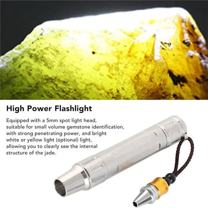 AB02 Portable Mini LED Light For Jewelry Appraisal, Gemstone Identification Flashlight, Jade Tester Torch White Light