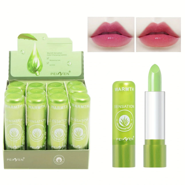 12Pcs/Set Aloe Extract Lip Balm, Color-Changing Lip Balm, Long-Lasting and Moisturizing Lipstick for Festival Gift