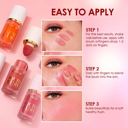 6 Color liquid powder blusher is durable and natural, easy to mix, light in texture, suitable for all skin colors, and suitabl