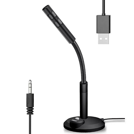 USB Desktop Microphone 3.5mm Omnidirectional PC Laptop Computer Mic for Computer Gaming Recording Chatting Singing Meeting