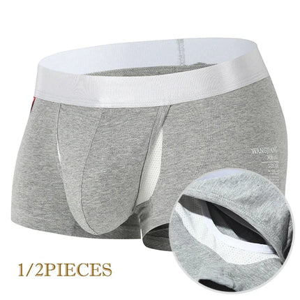 1/2 Pieces Open Front Underwear Men Cotton Sexy Men's Boxer Shorts Panties Breathable Pouch Bulge Underpants Male
