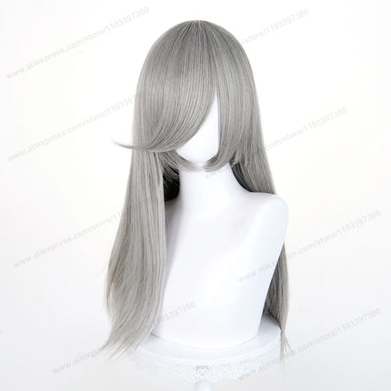 60cm Long Straight Cosplay Synthetic Wig With Bangs Golden Yellow Green Blonde Purple Heat Resistant Hair Anime Wigs + Wig Cap