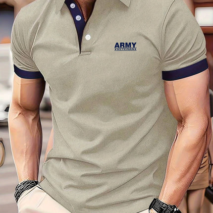 Men's Casual V-neck T-shirt Short Sleeved Summer Men's Comfortable Breathable Regular Fit Case Golf Polo Shirt Polo Collar
