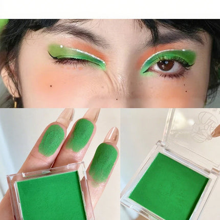 Matte green, monochrome, Christmas brightening eyeshadow tray for long-lasting, delicate makeup, as a blush, for all skin tones