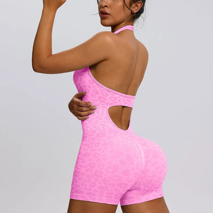 Trendy Sexy Leopard Women Jumpsuits Sport Yoga Clothes Rompers Sportswear Woman Gym Combi-pants Fitness Overalls Shorts Bodysuit