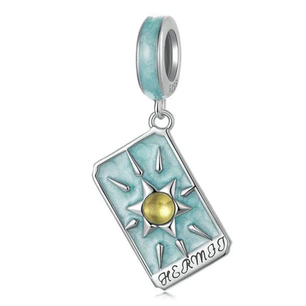 WOSTU 925 Sterling Silver Colorful Tarot Cards Charm Pendent Magic Star Moon Sun Lover Bead Fit DIY Bracelet Necklace Women Gift