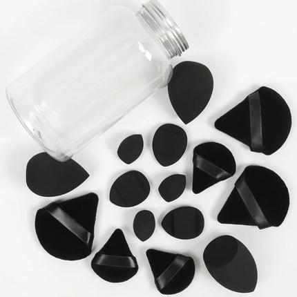 15Pcs Premium Powder Puffs with Storage Jar - Makeup Blending Sponges Set for Face Foundation & Loose Powder Kit