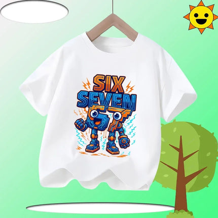 Boys T Shirts 6 To 7 Years T-Shirt 67 Number Print Casual Italian Brainrot Summer Top Suitable for Funny Gift for Casual Attire