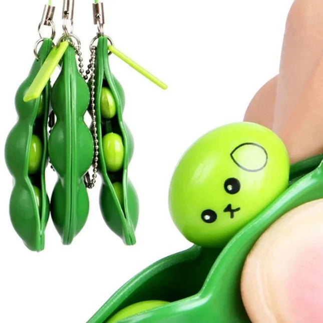 2PCS Fidget Toys Squeeze Pea Beans Keychain ADHD Decompression Toy Novelty Gifts Adults Children Autism Stress Relief Toys