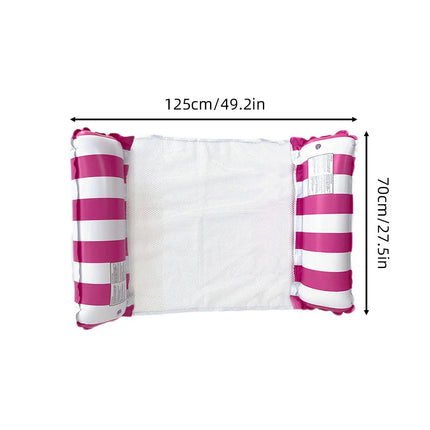 Striped Inflatable Water Hammock Float, Multi-Purpose Mesh Pool Lounger, Foldable Floating Bed, Beach and Summer Water Party Use