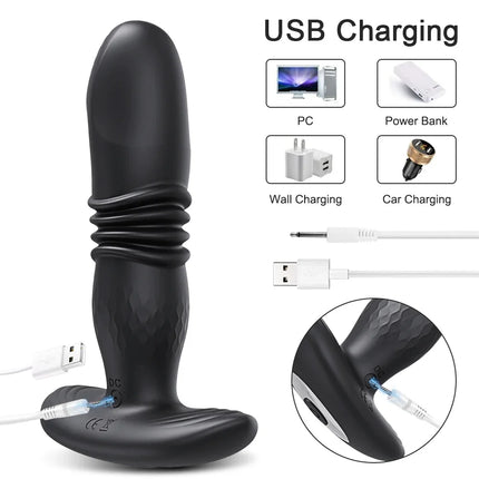 Thrusting Anal Vibrator Men Bluetooth APP Vibrator Remote Control Telescopic Prostate Massager Male Prostate Stimulator - VIBRATEUR
