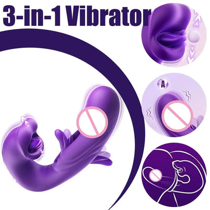 Clitoral Vibrator Licking Sucking Telescopic Rotating Vibrators Silicone Dildo G-Spot Tongue Licking Flapping Sex Toys for Woman