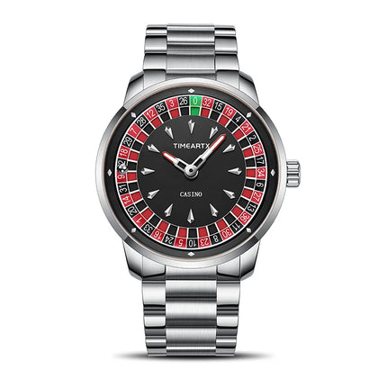 TIMEARTX Men's Watch New European Roulette Design Poker Game Fashion Quartz Movement Stainless Steel Wristwatch father day gifts