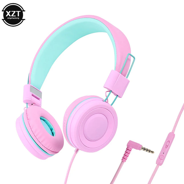 Kids Headphones 3.5mm Audio Jack Wired Earphone Foldable Stereo Headset With Mic for Girls Boys Gift Online Learning Earbuds