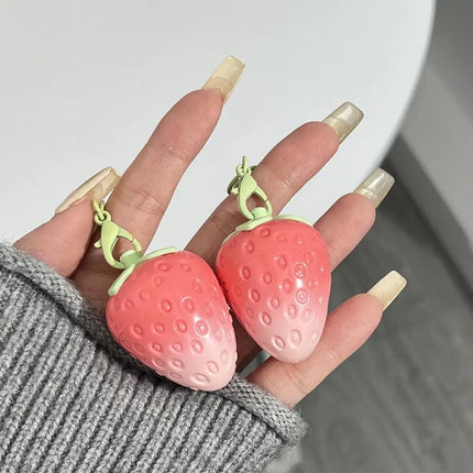 Keychain Strawberry Warm Change Lip Balm Moisturizing Anti-dry Nourishing Fruit Lipstick Pink Colored Lip Tint Makeup Lips Care