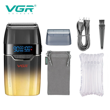 VGR Face Shaver 9000 RPM Foil Shaver LED Electric Shaver Professional Beard Trimmer Reciprocating Shaving Machine for Men V-377