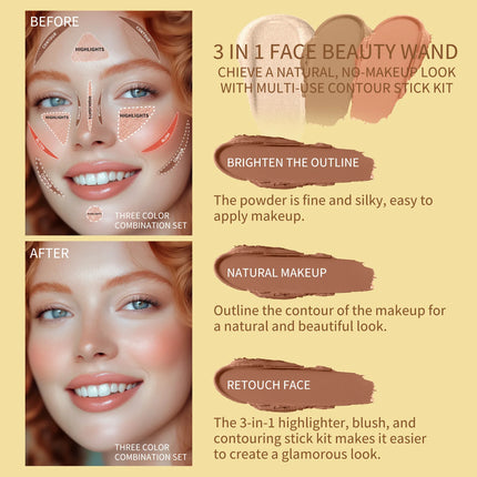 4pcs Concealer Stick Set with Brush Create a Lightweight Finishing Makeup Highlighter & Bronzer & Blush Sticks Brighten The Face