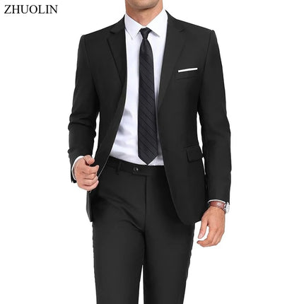 Suits For Men Wedding 2 Pieces Set Elegant Jackets Pants  Blazers Slim Fit Formal Outfit Fashion Business Classic 2025 Costume