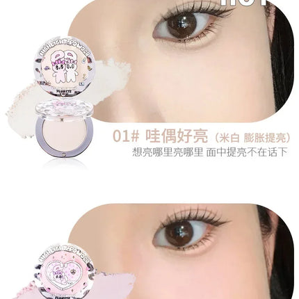 FLORTTE BUNNY Monochrome Highligh Powder Naturally Brightening Facial Blush Cream High Gloss Face Blusher Makeup Cosmetics