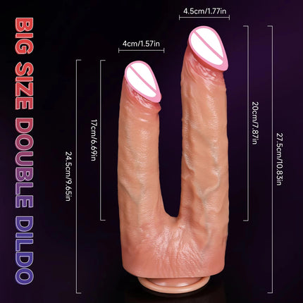 Realistic Double Dildo Silicone Double Headed Dildos with Strong Suction Cup - Ideal Adult Penis Toy for Women Gay and Couples