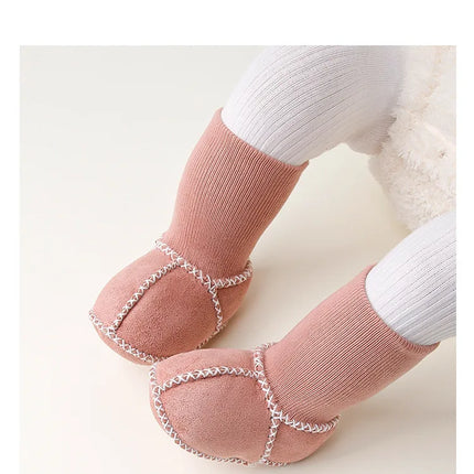 Baby Suede Leather Thick Shoes Infants Winter Plush Warm Booties Fur Girls Booties Unisex Sheepskin Kids Boy Floor First Walkers