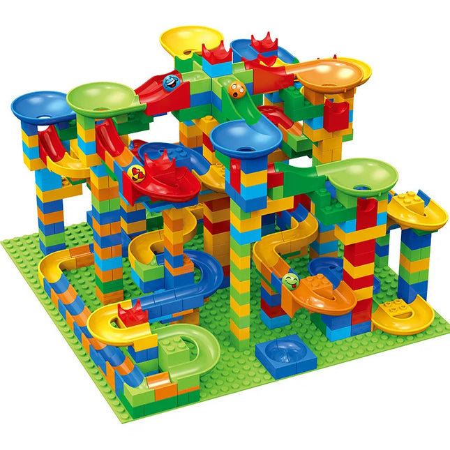 Rail Block Marble Race Run Slide Track Educational Track Ball Color Building Funnel Slide DIY Block Sets Bricks Kids Toys