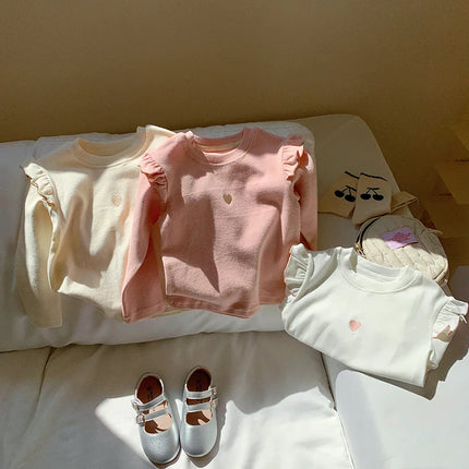 New Children's T-Shirt Sweater Girls Long-Sleeved Spring and Fall Models Long-Sleeved Bottoming Shirt Girls Sweater T-Shirt Long