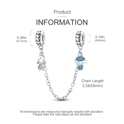 Sparkling Clear Silver Safety Chain 925 Sterling Silver Safety Chain Charm Beads Fit Original Bangle Bracelet DIY Jewelry