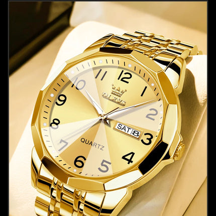 OLEVS Original Waterproof Men's Watches Digital Mirror Quartz Watch for Man Luminous Stainless Steel Wristwatch Male Date Week