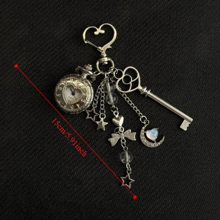 Keychain Design Hollow Heart Pocket Watch Fashion Style Couple Gift Steampunk Clock Hollow Heart Vintage Look Watch Chain Gift