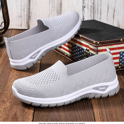 Women Walking Shoes High Quality Women Tennis Sneakers Fashion Lady Breathable Shoe Slip On Knit Upper Non Slip Workout 2025