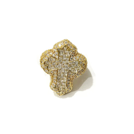 Aokaishen Cross Finger Ring Iced Out AAAAA Zircon Prong Setting Fashion Luxulry Men Hip Hop Jewelry for Gift