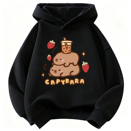 Girls' Capybara Print Long Sleeve Children's Hoodie Sweatshirt Cute Hoody for Boys Girls Autumn Casual Hoodies