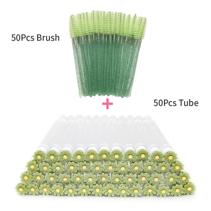10/50Pcs Eyelash Brush Tubes With Crystal Lash Mascara Wands Eyebrow Comb Spoolies Container Lash Brush Applicators Makeup Tools