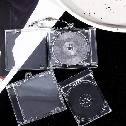 1/50pcs Clear Peripheral Commemorative Album Blank Mini CD Case Pendant For DIY Keychains Backpack Hanging Decoration Keyrings