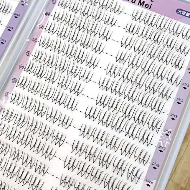 U-shaped Segmented K-pop False Eyelashes Korean Cluster Natural Individual Lash DIY Large Capacity Eyelash Manga Transparent Stem