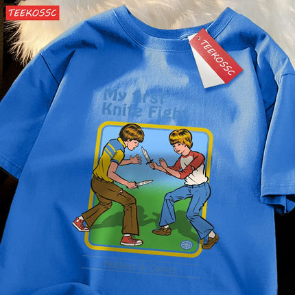 My First Knife Fight Hobbies Games Print Tshirts Men Women Soft Short Sleeve Summer Casual Cotton Oversized Loose Street T Shirt