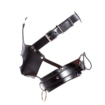 LILUPLAY Bondage Restraint Open Mouth Eye Mask Sex Mask Fetish Sexual Toys Flirting Sex Toys For Couples Black Leather Hood