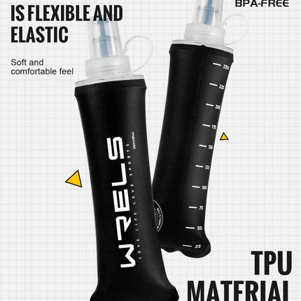 WRELS Water Bottle TPU Folding Soft Flask Outdoor Sport Water Bag Collapsible Water Bottle 500ml For Running Camping BPA Free