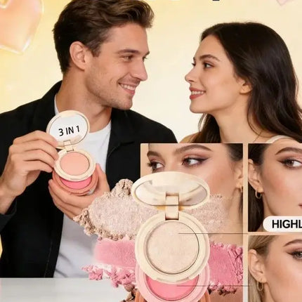 Miss Lara 3-Layer Makeup Palette High-Gloss Blush Pearlescent Matte Finish Multifunctional Valentine's Day Gift for Women