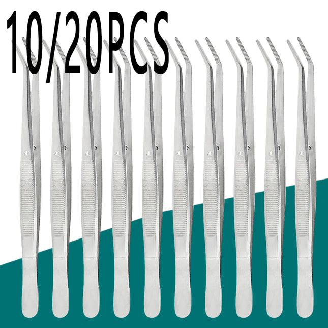 10 20PCS Stainless Steel Dental Cotton Tweezers Filling Clip Nail Art Nippers for Professional Medical Surgical Instruments