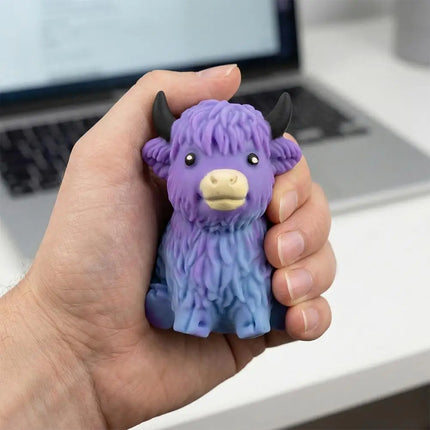 Highland Cow Squishy Toy Slow Rising Stress Relief Fidget Ball Cute Stuffed Animal Squeeze Toy for Kids Adults Birthday Gift