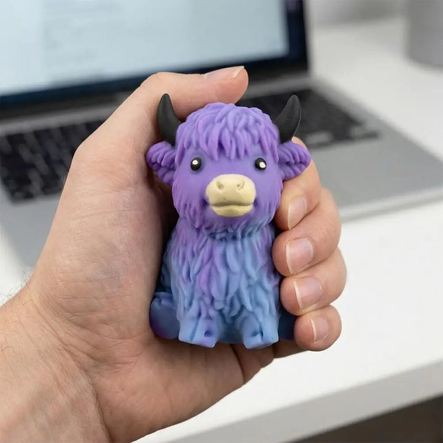 Highland Cow Squishy Toy Slow Rising Stress Relief Fidget Ball Cute Stuffed Animal Squeeze Toy for Kids Adults Birthday Gift