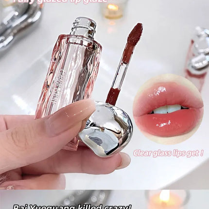 Crystal translucent lip glaze moisturizing water is not easy to fade natural color mouth red lip glaze