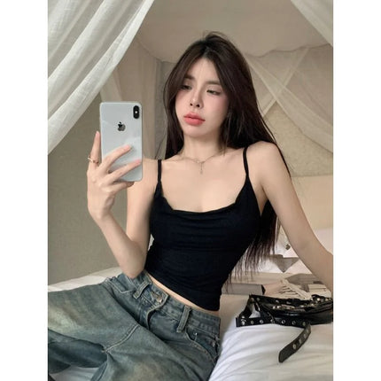Sweet And Spicy or Sexy Console Tank Top Women's Base Layer Round Neck High-End Design Unique Style Casual Wear for Girls