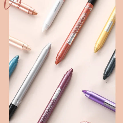 12Colors Glitter Eyeshadow Pen Long Lasting Matte Eye Shadow Palette Shiny Highlighter Silver Purple Eyeliner Pencil Cosmetics