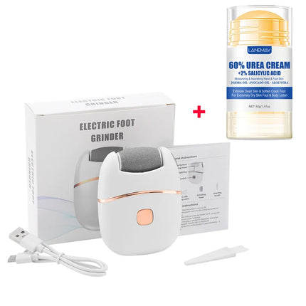 Electric Foot Grinder With 40g Urea Foot Cream Softening Dry Cracked Heel Dead Skin Callus Remover Feet Scrubber Pedicure Tools