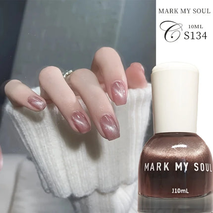 S134 Taoyao - 10ml No - bake Cat's Eye Nail Polish. It dries quickly and lasts long. With a mysterious and deep main color