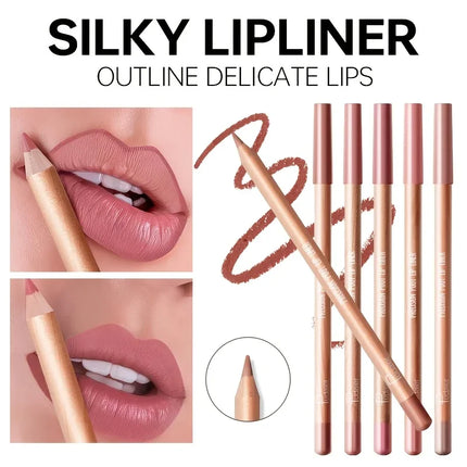 Matte Nude Lip Liner Pencil, Waterproof Long Lasting High Pigment Formula, Smooth Precise Lip Shape & Glossy Lip Effect